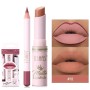 Ruj solid pentru buze 2 in1 USHAS Matte & LipLiner Cod 18A Autumn Sunset